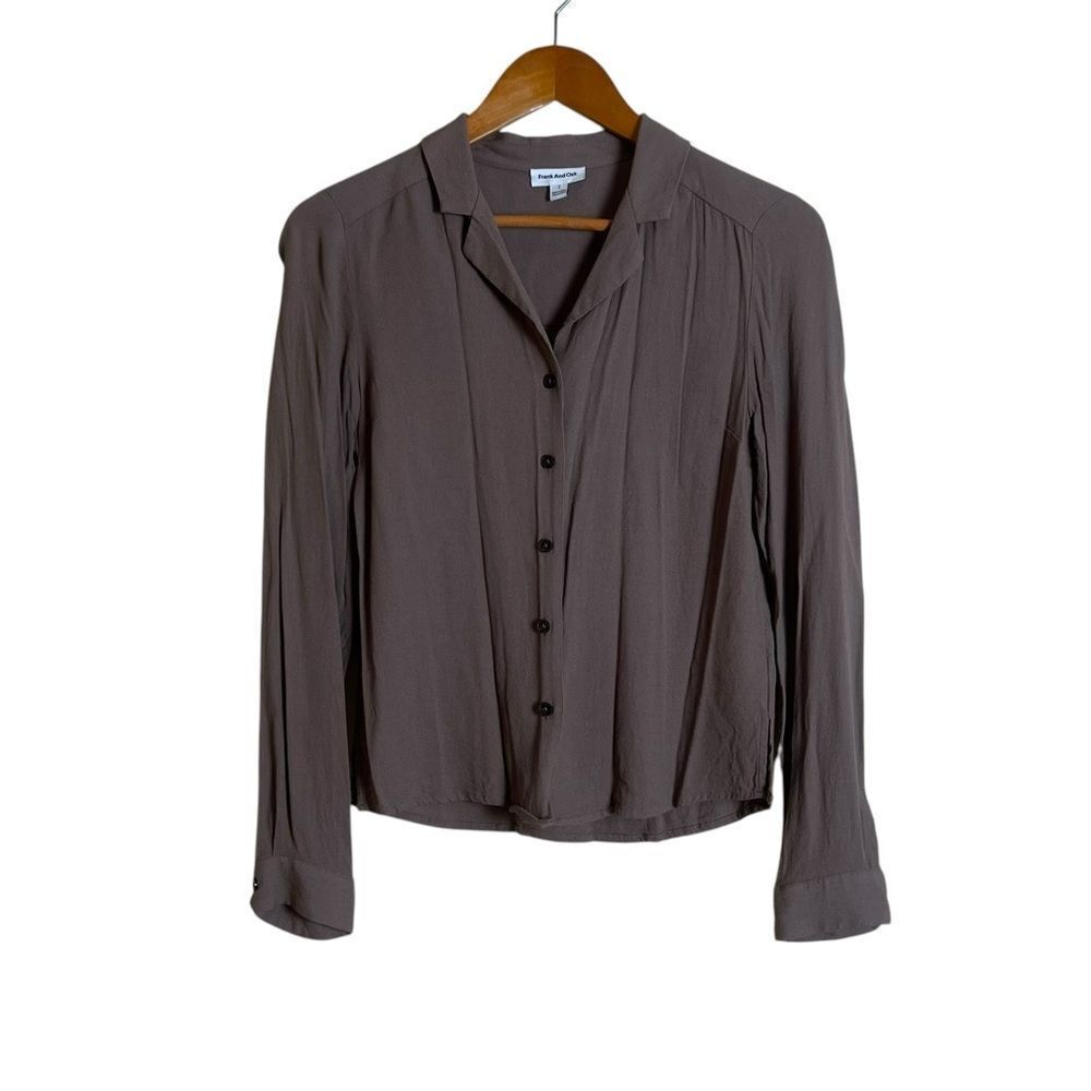 Frank and Oak light brown button down shirt.‎ Size small